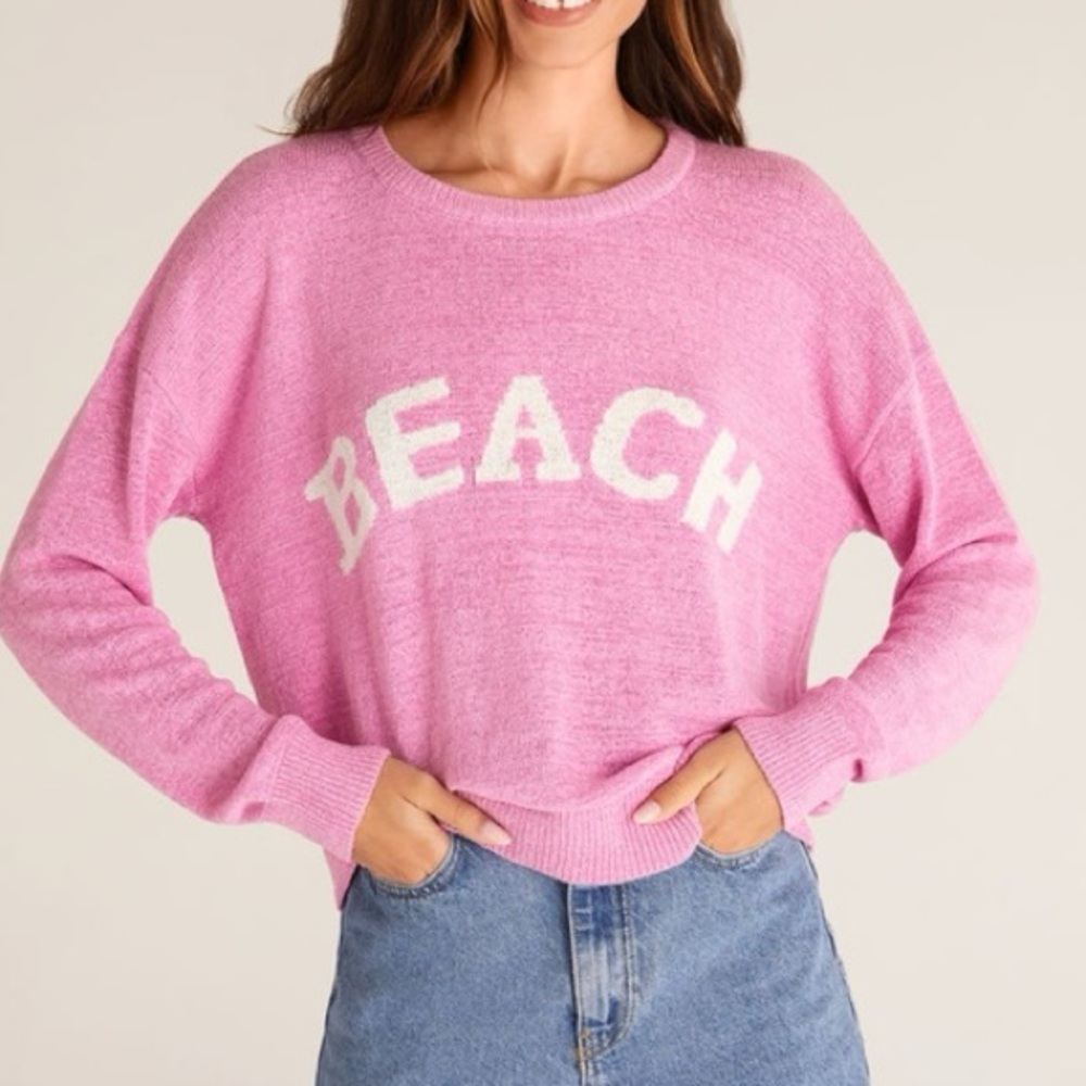 LIKE NEW LILAC PINK PURPLE BEACH CREWNECK SWEATER SIZE L